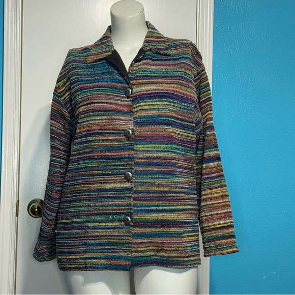 Lifestyle Jackets & Blazers - LIFESTYLE Multicolor Striped Button-Up Woman’s Jacket BoHo-Hippie M GUC